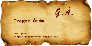 Greger Ádám névjegykártya